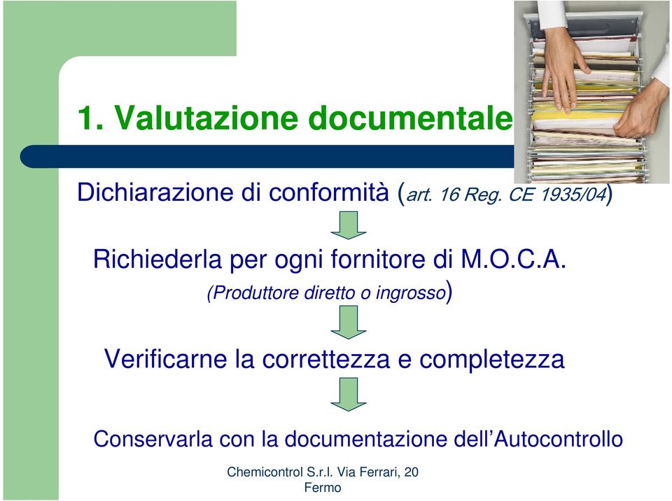 (Produttore diretto o ingrosso) Verificarne la correttezza e