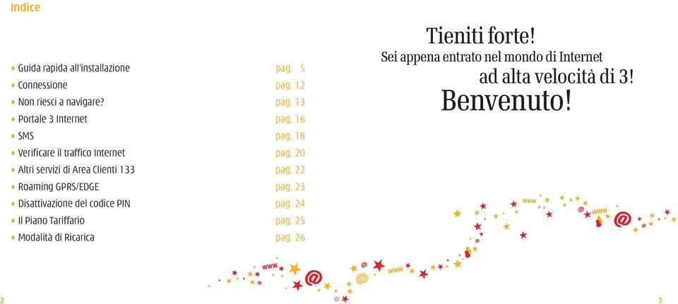 Disattivazione del codice PIN Il Piano Tariffario Modalità di Ricarica pag. 5 pag. 12 pag. 13 pag. 16 pag.