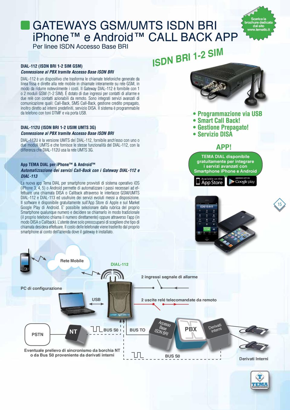 Il Gateway DIAL-112 è fornibile con 1 o 2 moduli GSM (1-2 SIM). È dotato di due ingressi per contatti di allarme e due relè con contatti azionabili da remoto.