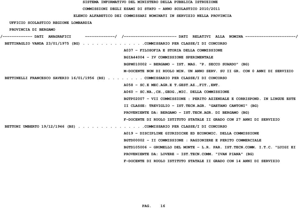 E MEC.AGR.E T.GEST.AZ.,FIT.,ENT. A060 - SC.NA.,CH.,GEOG.,MIC. DELLA COMMISSIONE BGTP02007 - VII COMMISSIONE : PERITO AZIENDALE E CORRISPOND. IN LINGUE ESTE II CLASSE: TREVIGLIO - IST.TECN.AGR. "GAETANO CANTONI" (BG) PROVENIENTE DA: BERGAMO - IST.