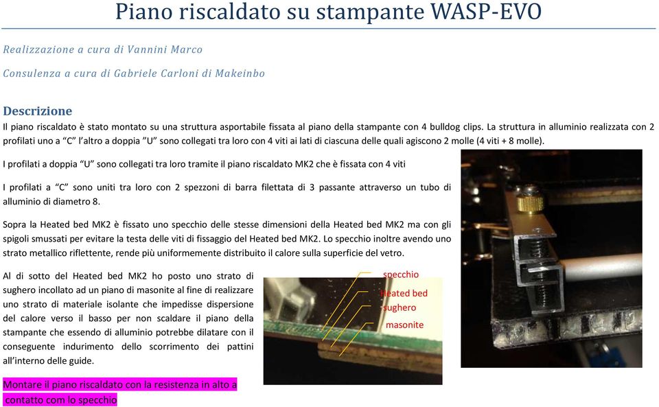 La struttura in alluminio realizzata con 2 profilati uno a C l altro a doppia U sono collegati tra loro con 4 viti ai lati di ciascuna delle quali agiscono 2 molle (4 viti + 8 molle).