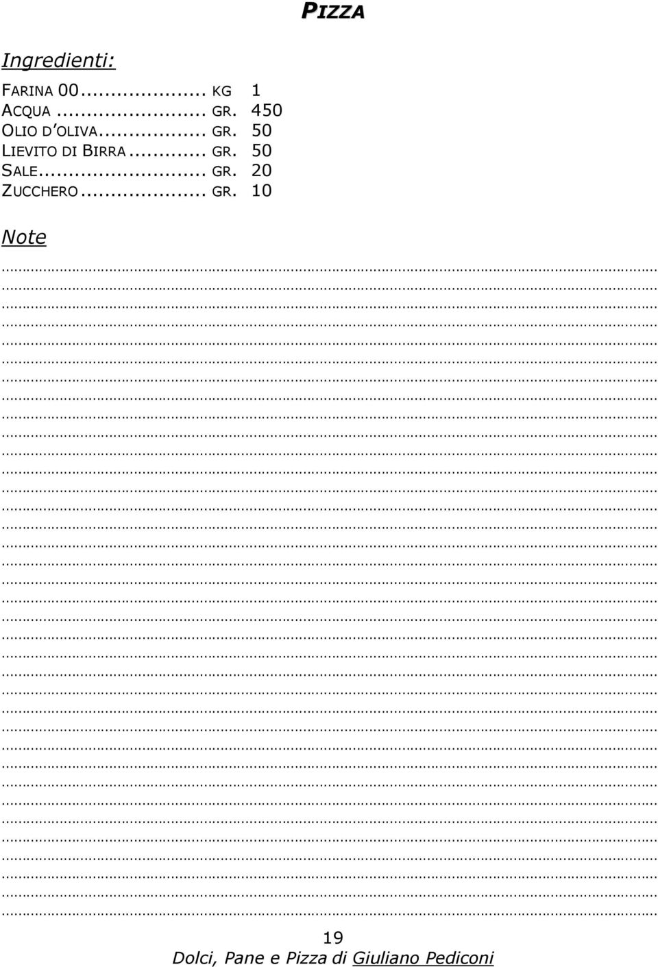 .. GR. 50 ZUCCHERO... GR. 10 Note 19