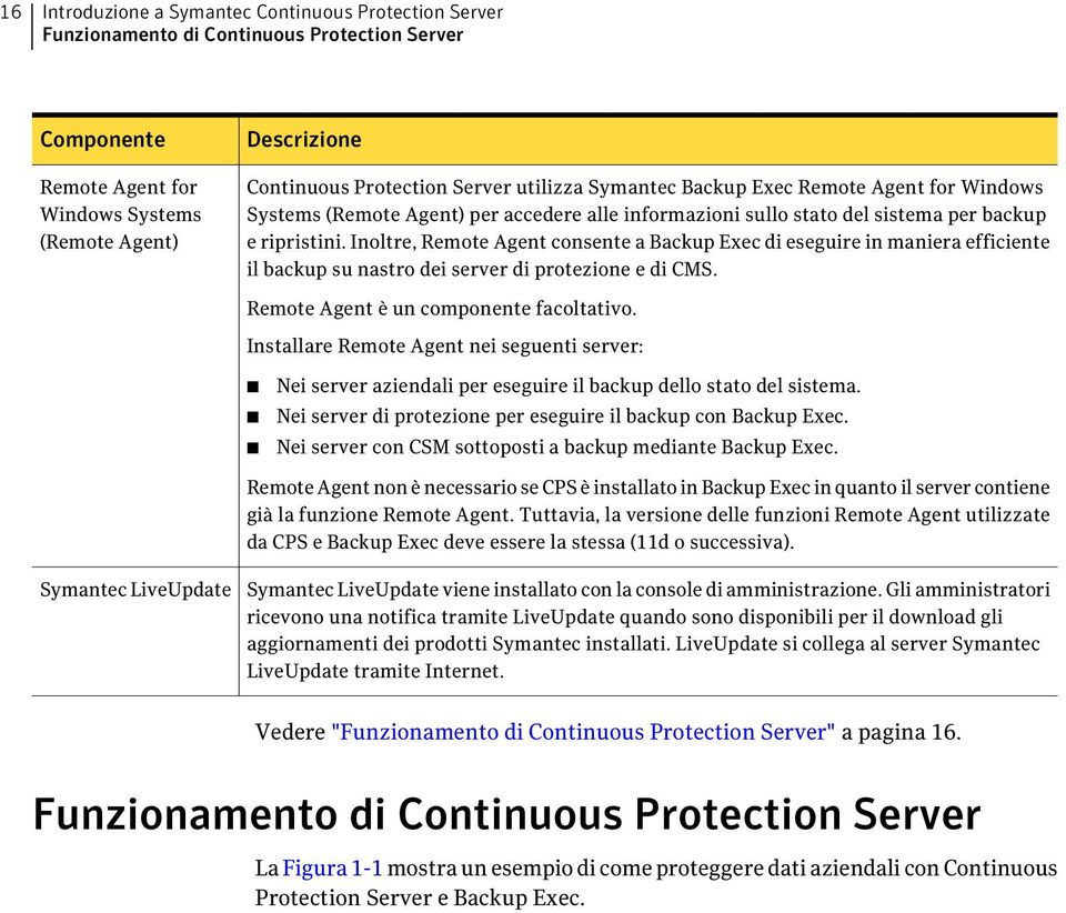 Inoltre, Remote Agent consente a Backup Exec di eseguire in maniera efficiente il backup su nastro dei server di protezione e di CMS. Remote Agent è un componente facoltativo.