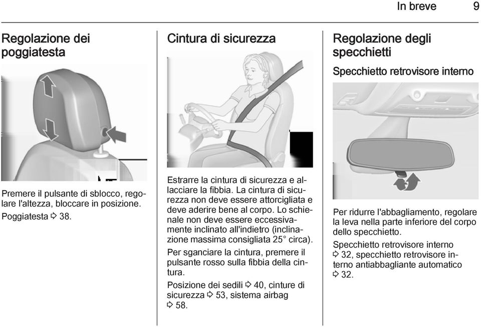 Lo schienale non deve essere eccessivamente inclinato all'indietro (inclinazione massima consigliata 25 circa). Per sganciare la cintura, premere il pulsante rosso sulla fibbia della cintura.