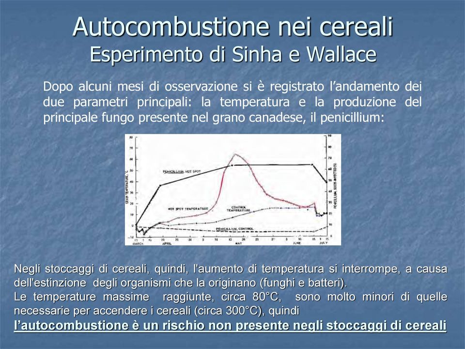 temperatura si interrompe, a causa dell'estinzione degli organismi che la originano (funghi e batteri).