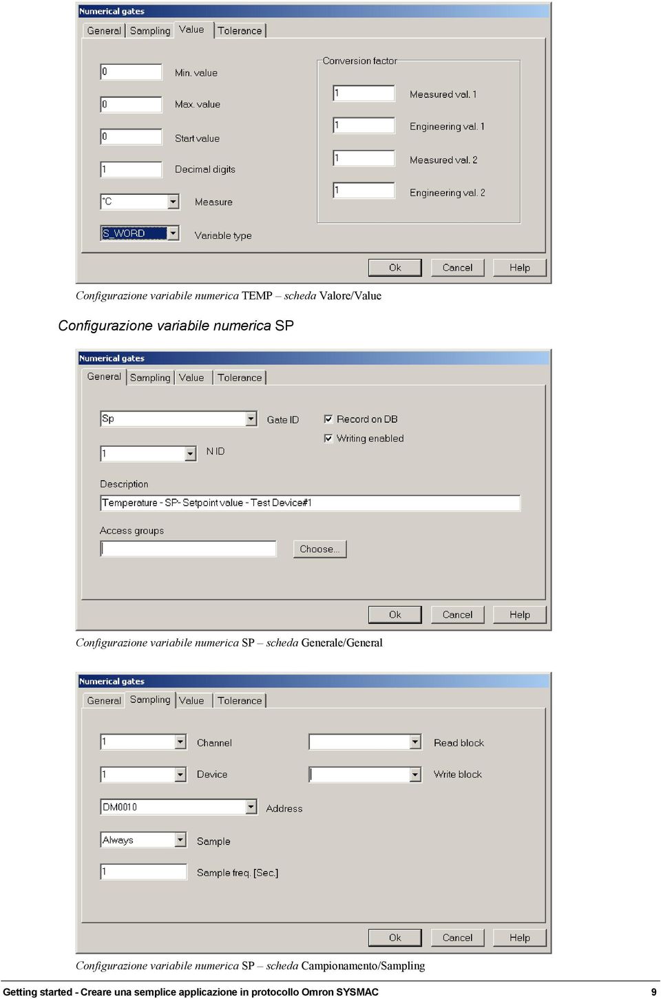 Generale/General Configurazione variabile numerica SP scheda