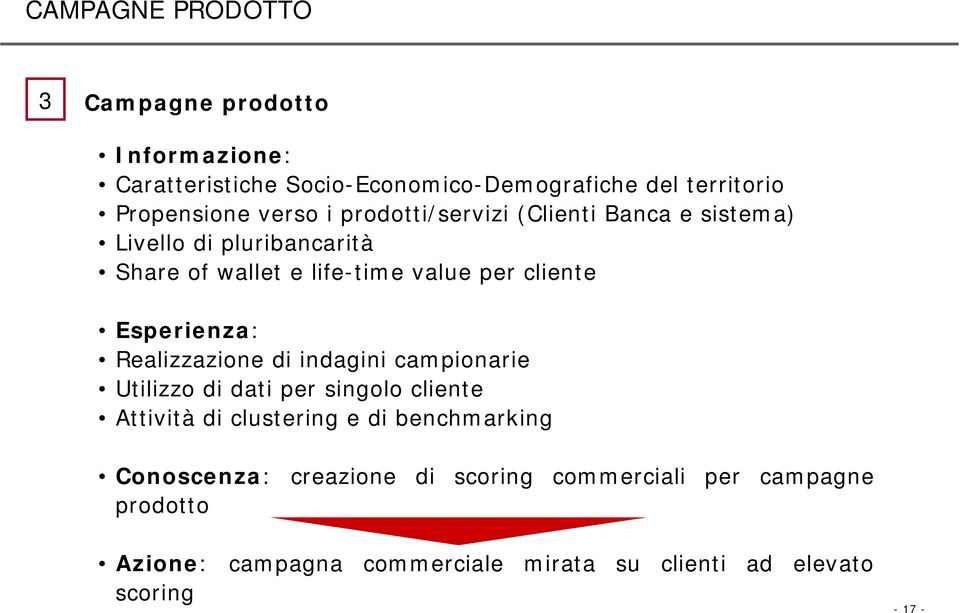 Esperienza: Realizzazione di indagini campionarie Utilizzo di dati per singolo cliente Attività di clustering e di benchmarking