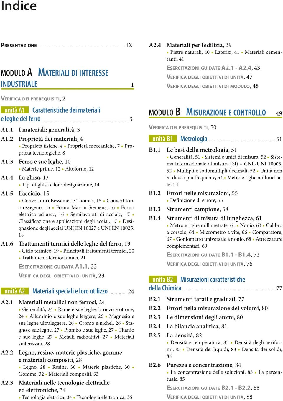 4 La ghisa, 13 Tipi di ghisa e loro designazione, 14 A1.