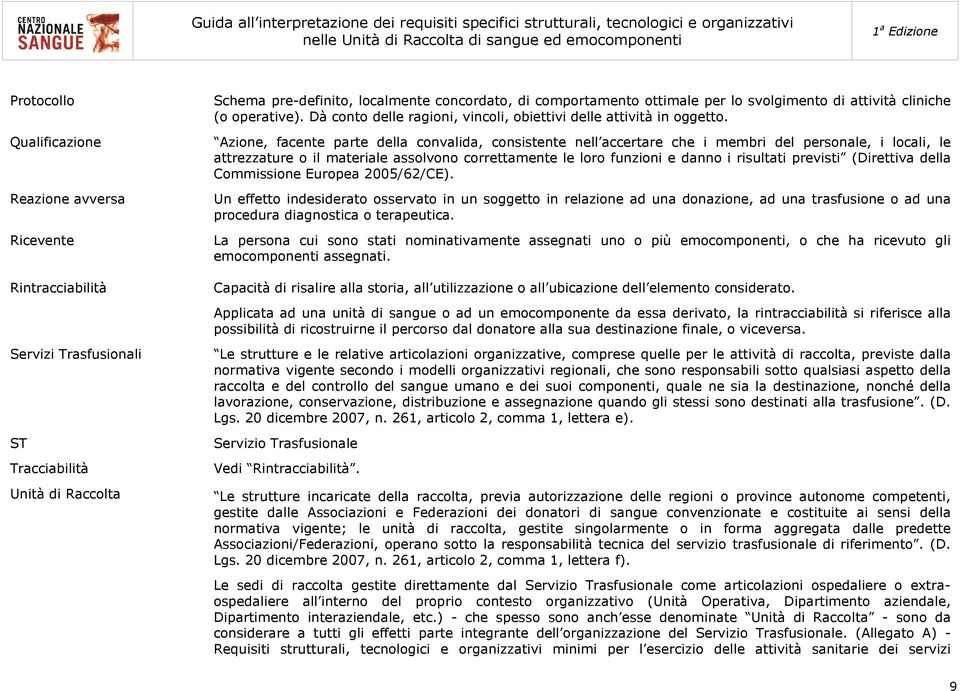 Azione, facente parte della convalida, consistente nell accertare che i membri del personale, i locali, le attrezzature o il materiale assolvono correttamente le loro funzioni e danno i risultati