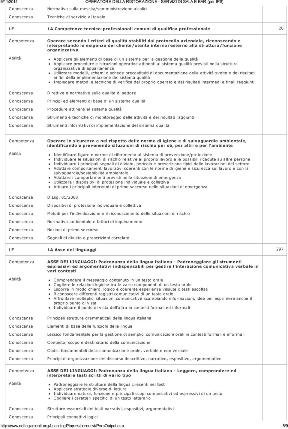 la gestione della qualità Applicare procedure e istruzioni operative attinenti al sistema qualità previsti nella struttura organizzativa di appartenenza Utilizzare modelli, schemi o schede