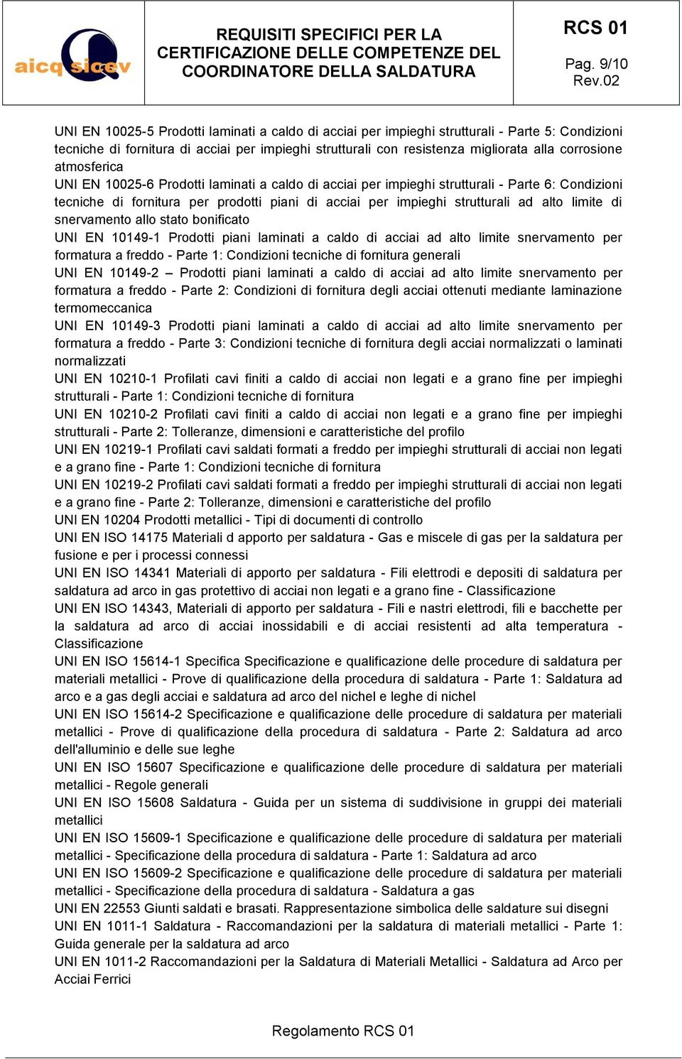 alto limite di snervamento allo stato bonificato UNI EN 10149-1 Prodotti piani laminati a caldo di acciai ad alto limite snervamento per formatura a freddo - Parte 1: Condizioni tecniche di fornitura