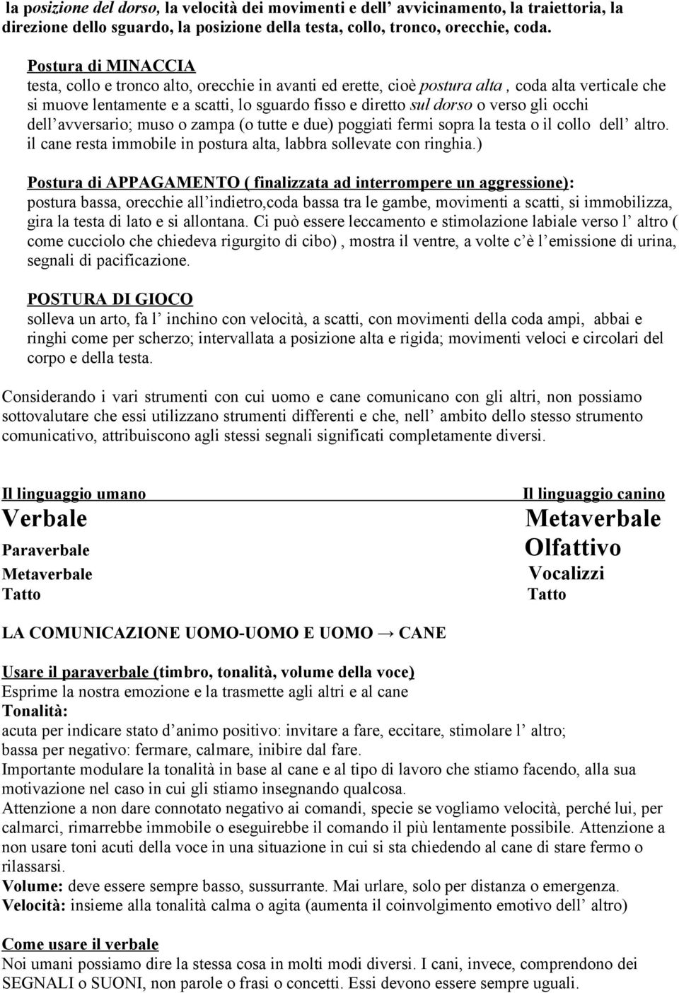 gli occhi dell avversario; muso o zampa (o tutte e due) poggiati fermi sopra la testa o il collo dell altro. il cane resta immobile in postura alta, labbra sollevate con ringhia.