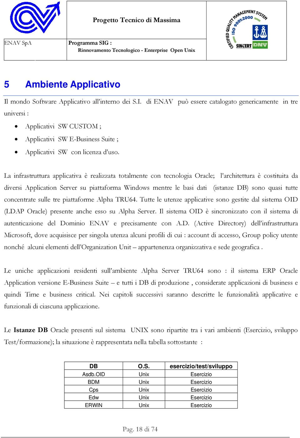 quasi tutte concentrate sulle tre piattaforme Alpha TRU64. Tutte le utenze applicative sono gestite dal sistema OID (LDAP Oracle) presente anche esso su Alpha Server.