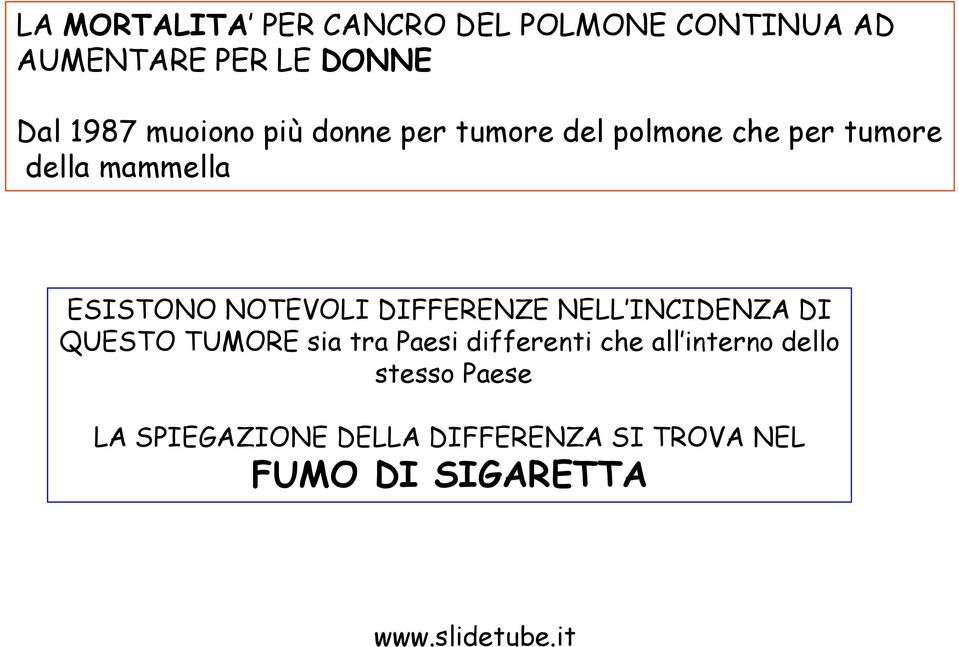 NOTEVOLI DIFFERENZE NELL INCIDENZA DI QUESTO TUMORE sia tra Paesi differenti che