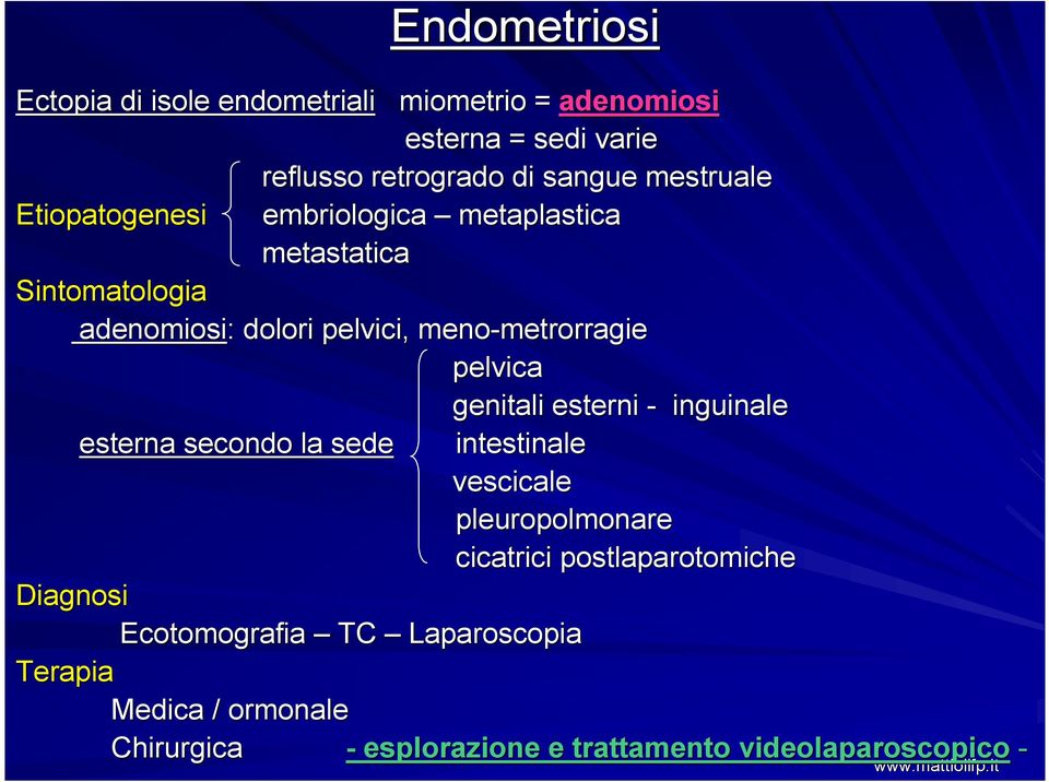 pelvica genitali esterni - inguinale esterna secondo la sede intestinale vescicale pleuropolmonare cicatrici postlaparotomiche