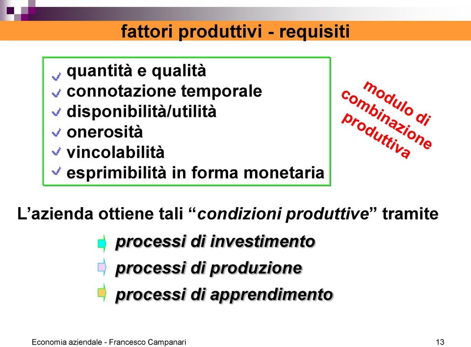 azienda ottiene tali condizioni produttive tramite processi di investimento