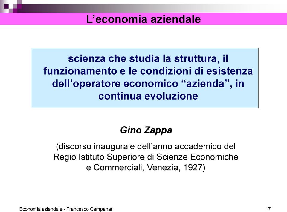 Gino Zappa (discorso inaugurale dell anno accademico del Regio Istituto Superiore