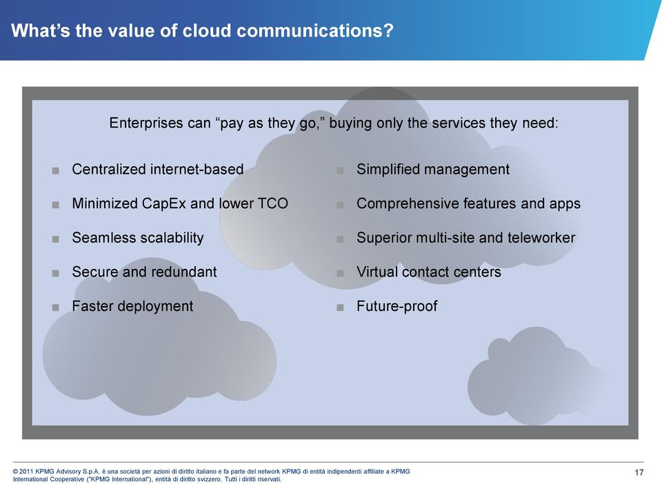 internet-based Simplified management Minimized CapEx and lower TCO Comprehensive