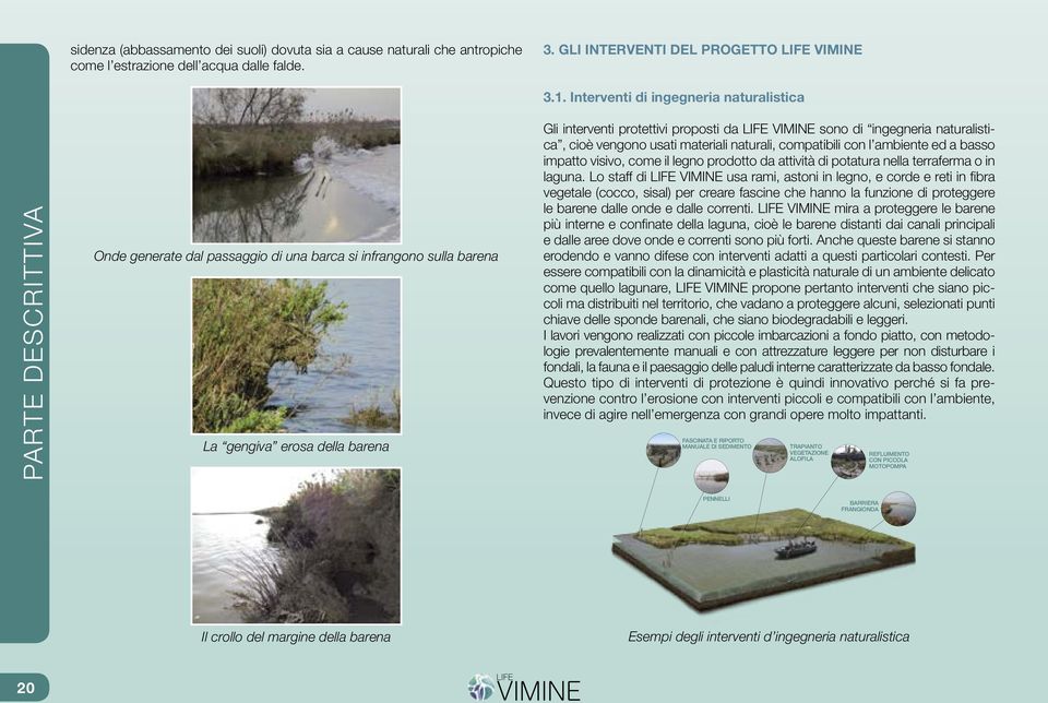 VIMINE sono di ingegneria naturalistica, cioè vengono usati materiali naturali, compatibili con l ambiente ed a basso impatto visivo, come il legno prodotto da attività di potatura nella terraferma o