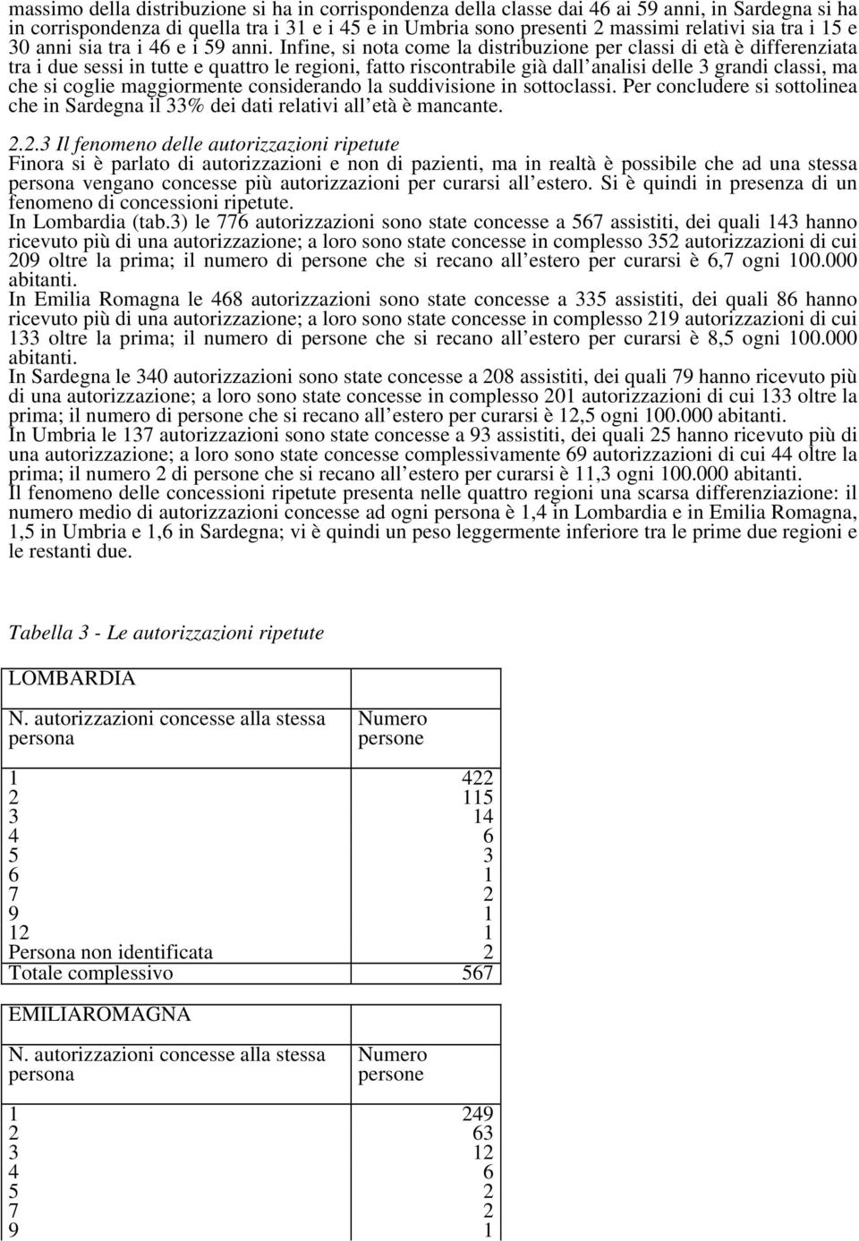 Infine, si nota come la distribuzione per classi di età è differenziata tra i due sessi in tutte e quattro le regioni, fatto riscontrabile già dall analisi delle 3 grandi classi, ma che si coglie