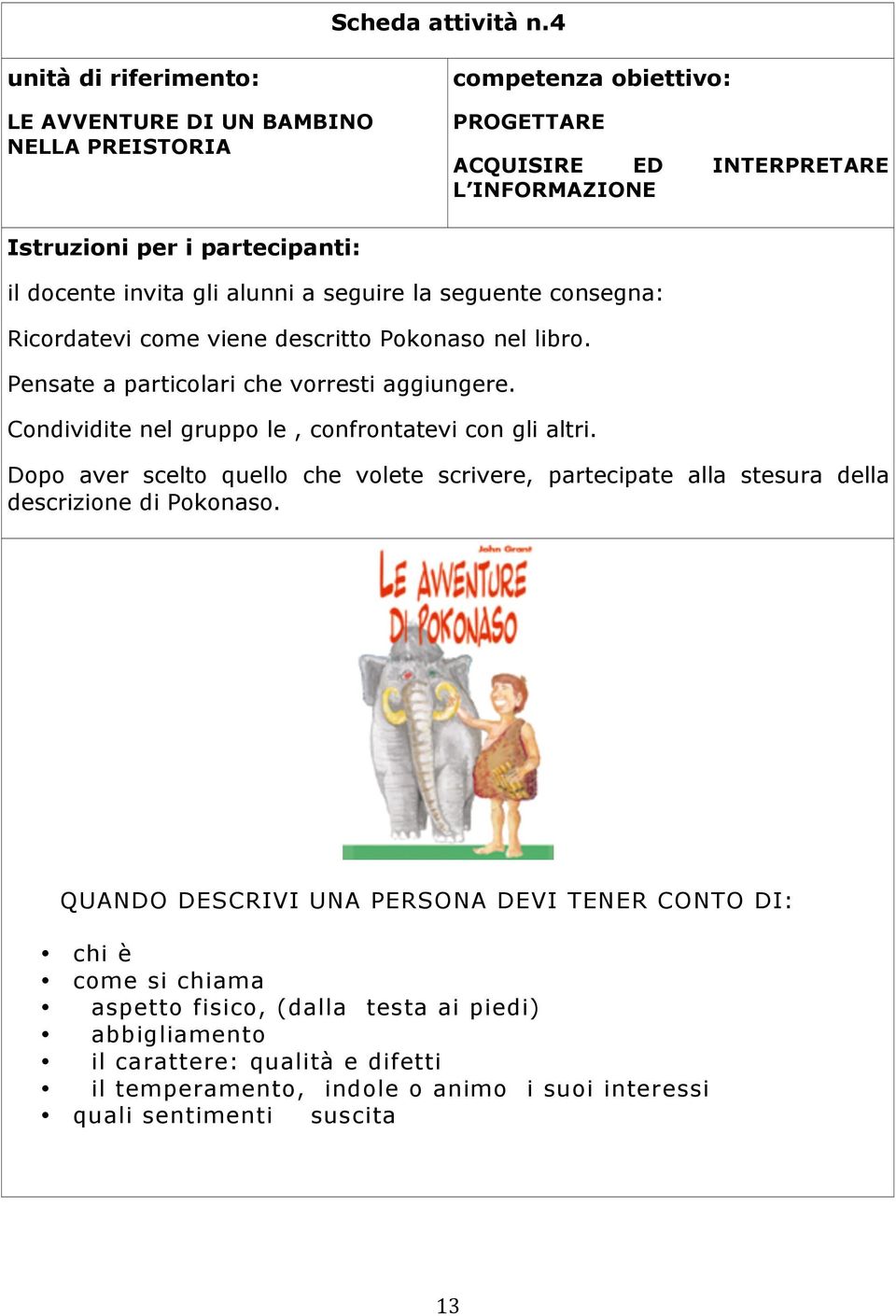 Dopo aver scelto quello che volete scrivere, partecipate alla stesura della descrizione di Pokonaso.