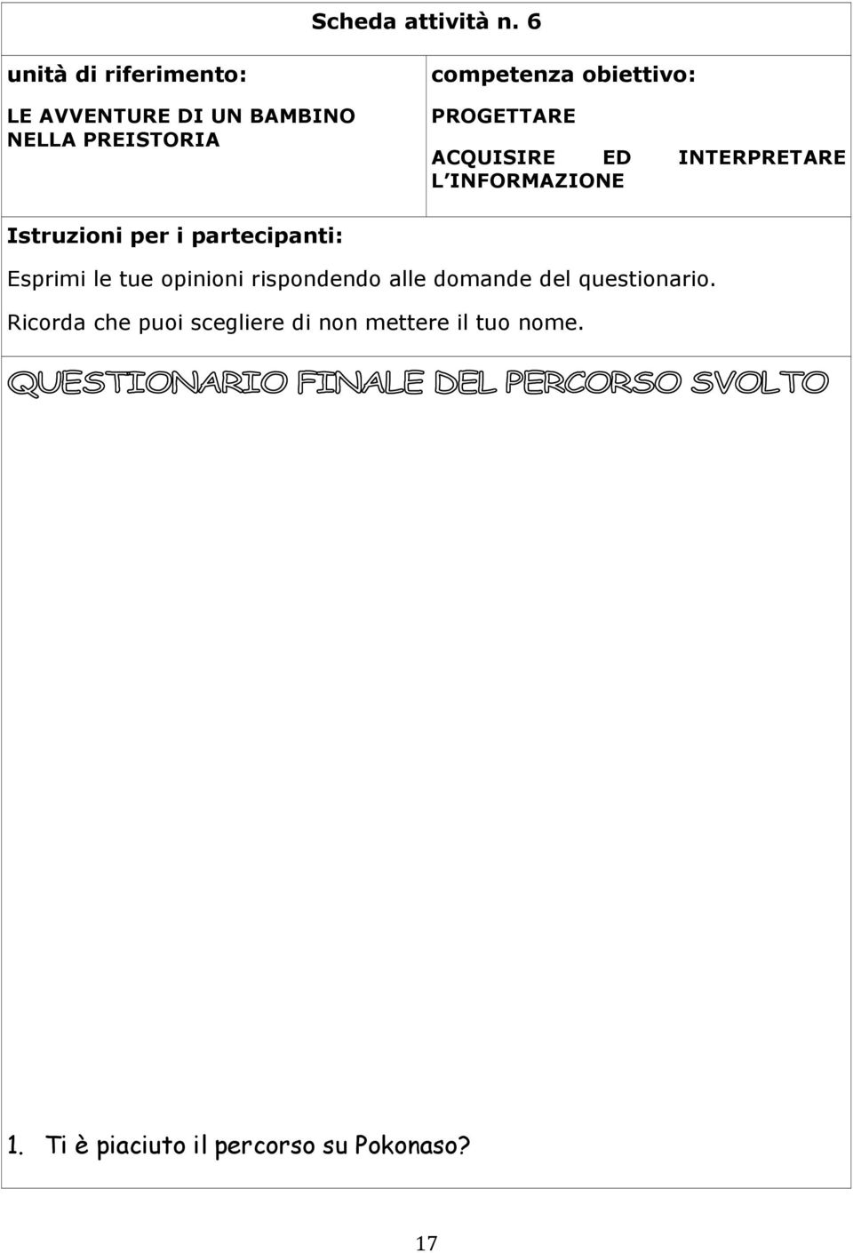 domande del questionario.