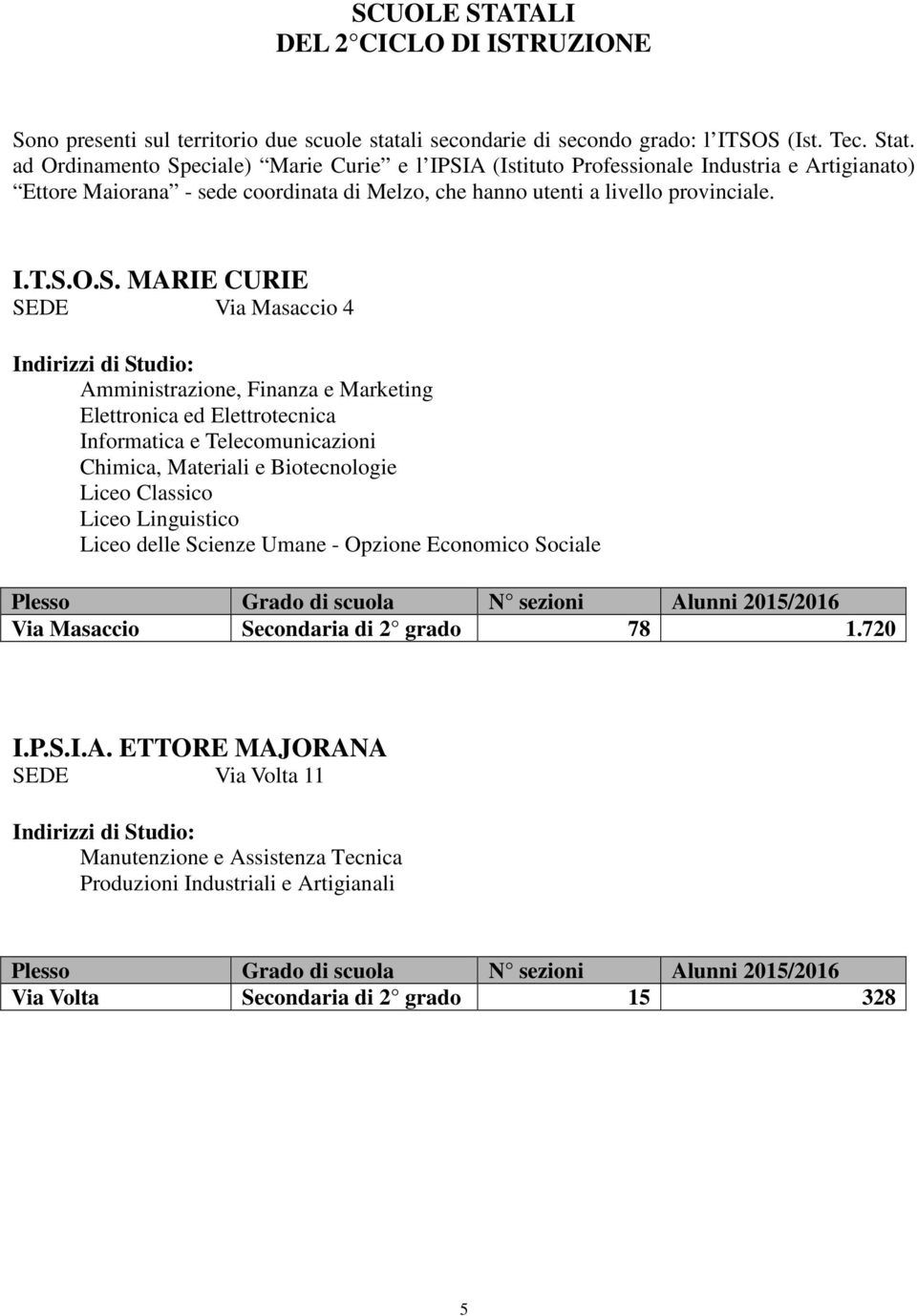 eciale) Marie Curie e l IPSI