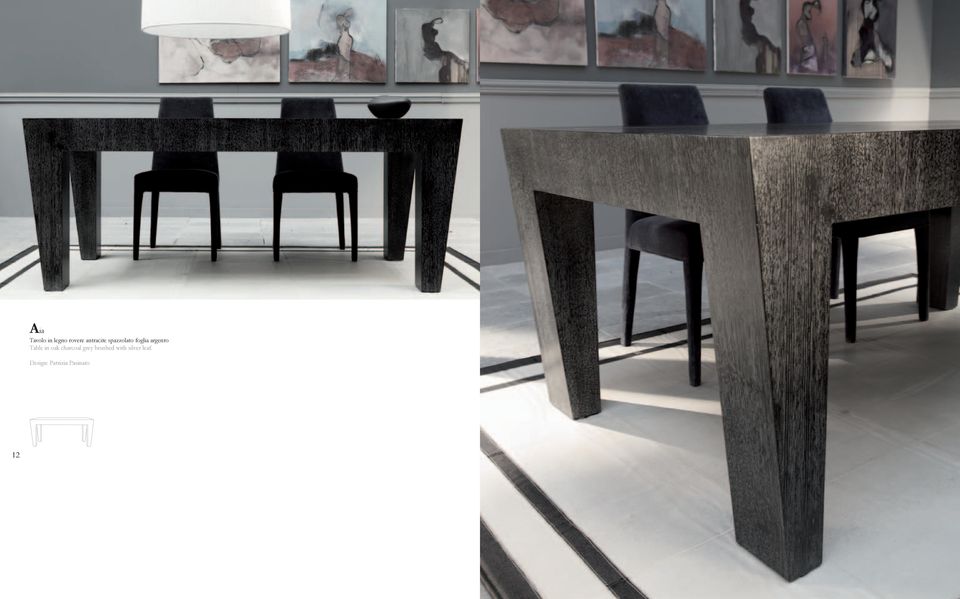 Table in oak charcoal grey brushed