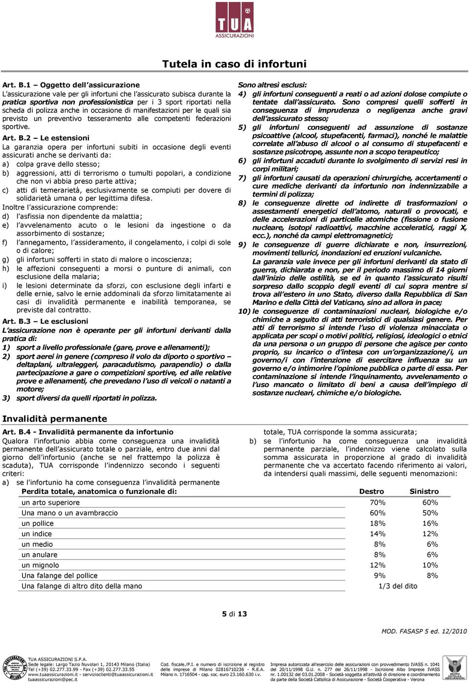 occasione di manifestazioni per le quali sia previsto un preventivo tesseramento alle competenti federazioni sportive. Art. B.