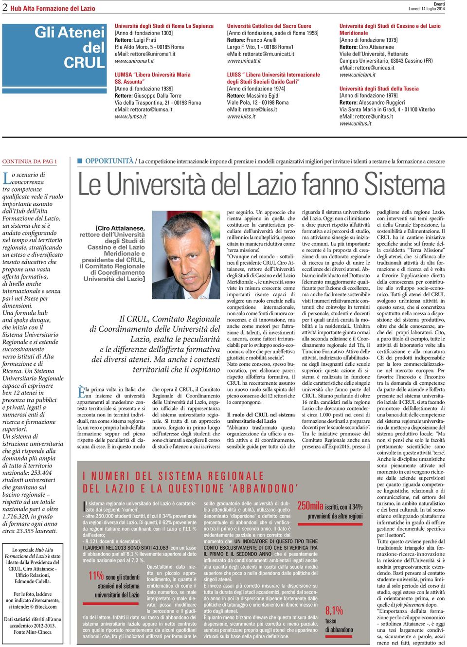 it www.lumsa.it Università Cattolica del Sacro Cuore [Anno di fondazione, sede di Roma 1958] Rettore: Franco Anelli Largo F. Vito, 1-00168 Roma1 email: rettorato@rm.unicatt.