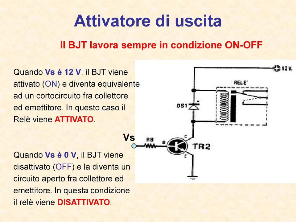 In questo caso il Relè viene ATTIVATO.