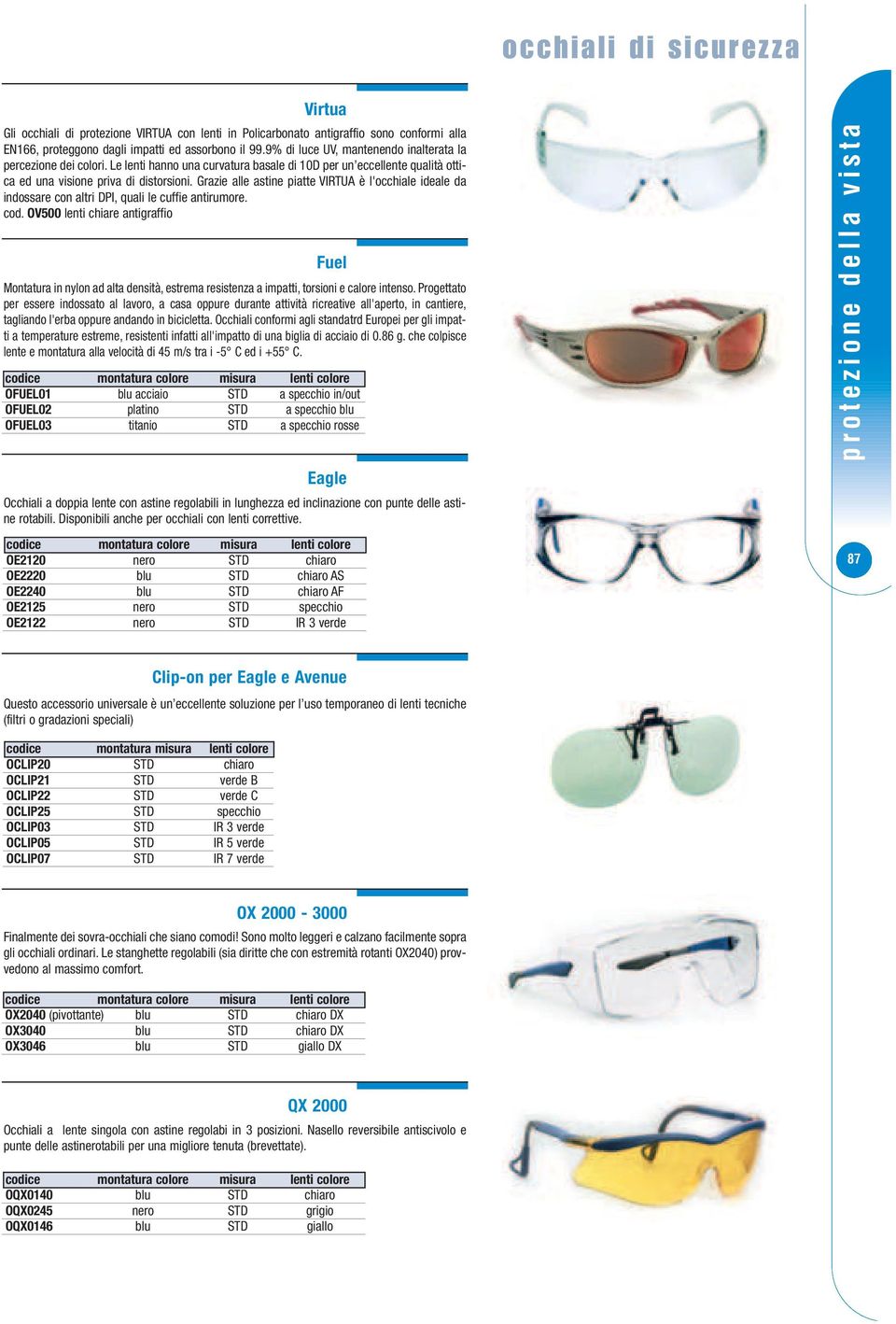 Grazie alle astine piatte VIRTUA è l'occhiale ideale da indossare con altri DPI, quali le cuffie antirumore. cod.