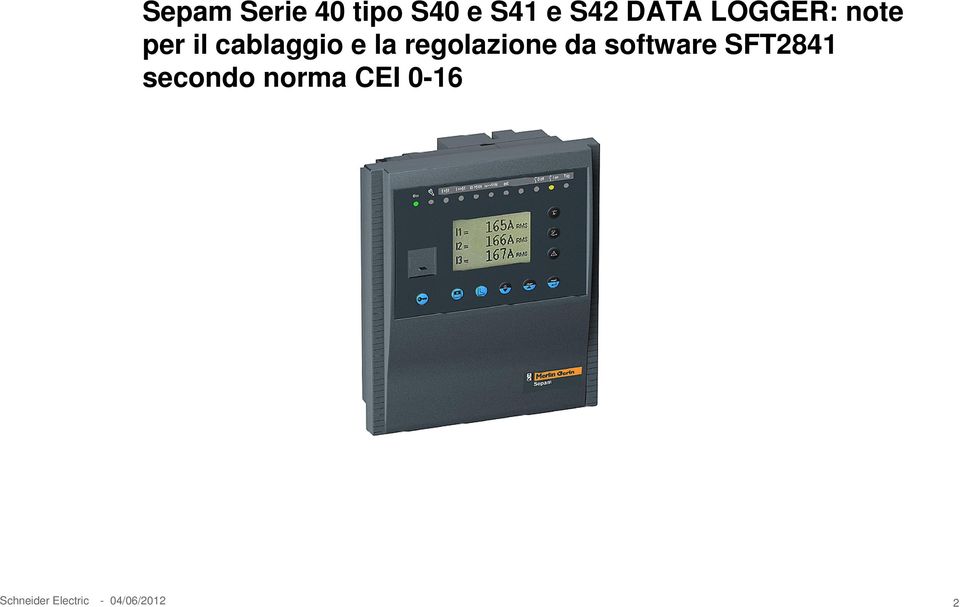 regolazione da software SFT2841 secondo