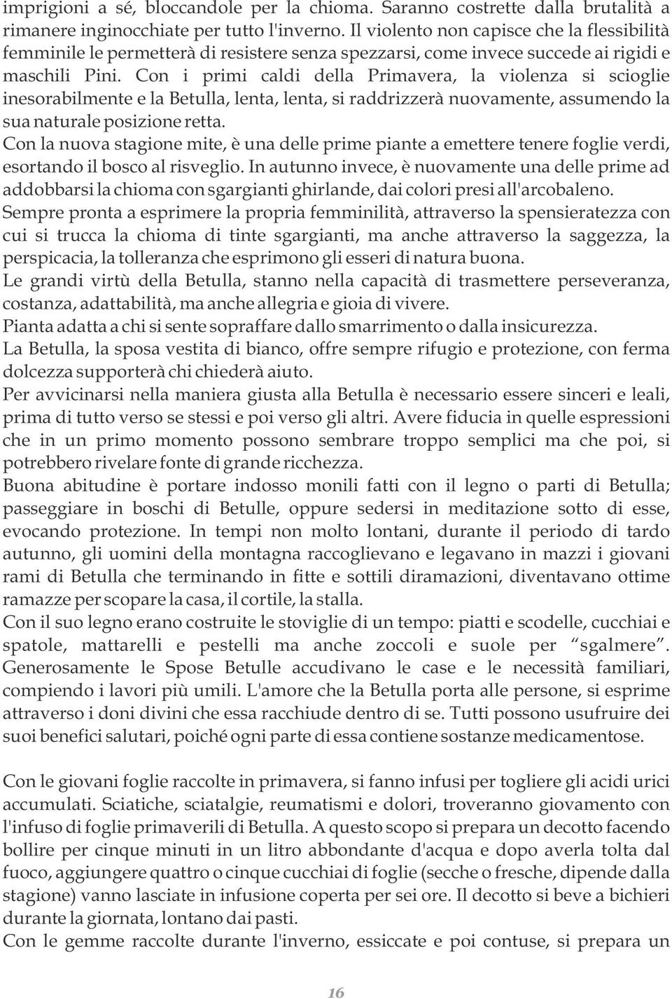 Con i primi caldi della Primavera, la violenza si scioglie inesorabilmente e la Betulla, lenta, lenta, si raddrizzerà nuovamente, assumendo la sua naturale posizione retta.