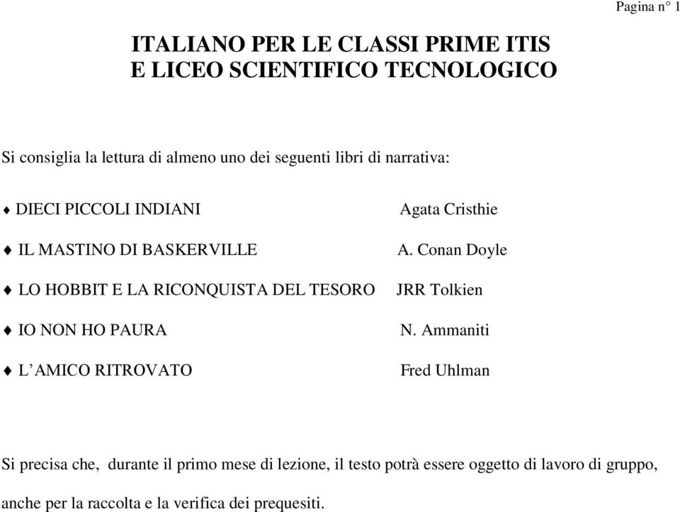 HO PAURA L AMICO RITROVATO Agata Cristhie A. Conan Doyle JRR Tolkien N.