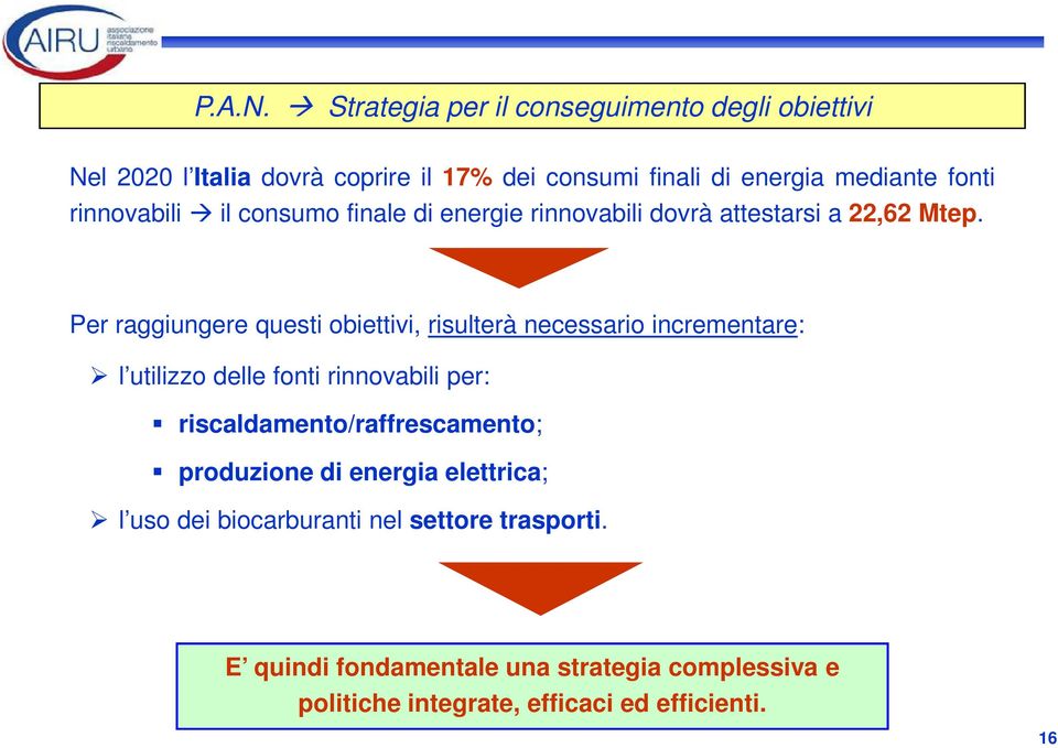 rinnovabili il consumo finale di energie rinnovabili dovrà attestarsi a 22,62 Mtep.