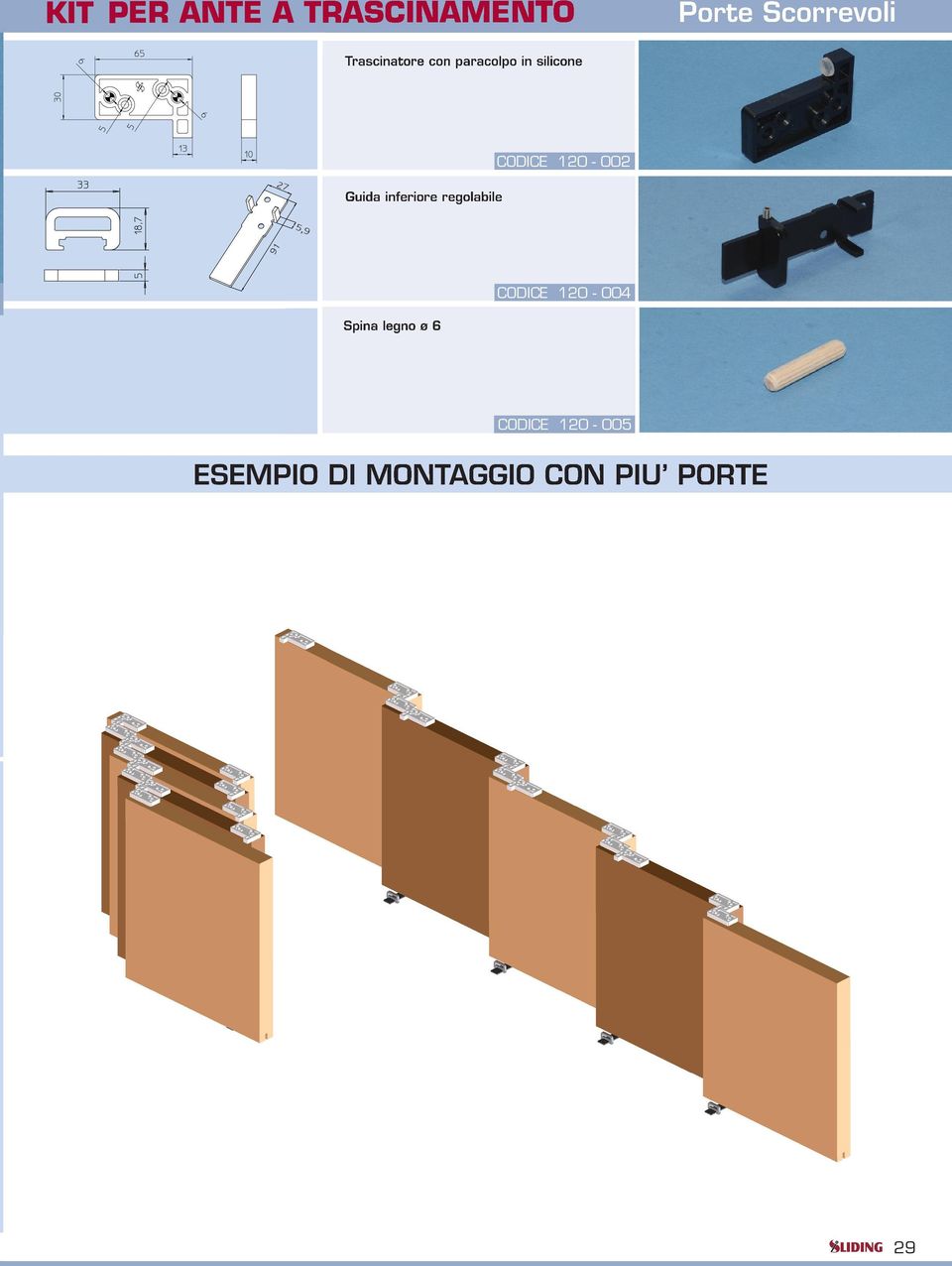 Guida inferiore regolabile 5,9 120-004 Spina