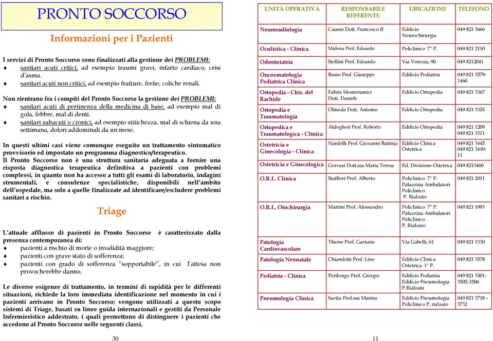 Non rientrano fra i compiti del Pronto Soccorso la gestione dei PROBLEMI: sanitari acuti di pertinenza della medicina di base, ad esempio mal di gola, febbre, mal di denti.