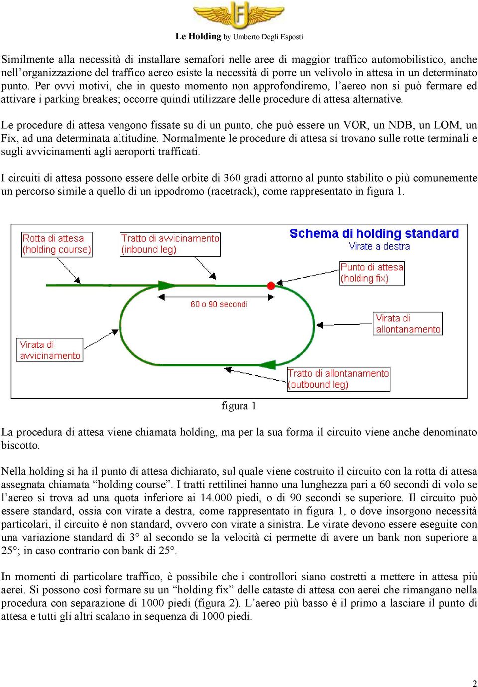 Le procedure di attesa vengono fissate su di un punto, che può essere un VOR, un NDB, un LOM, un Fix, ad una determinata altitudine.