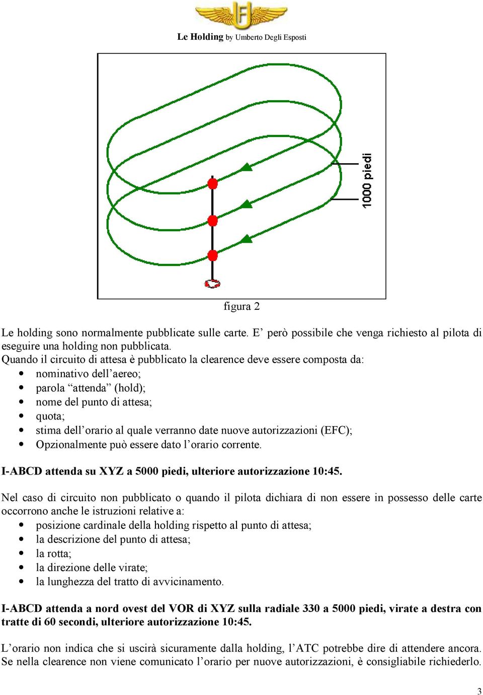 nuove autorizzazioni (EFC); Opzionalmente può essere dato l orario corrente. I-ABCD attenda su XYZ a 5000 piedi, ulteriore autorizzazione 10:45.