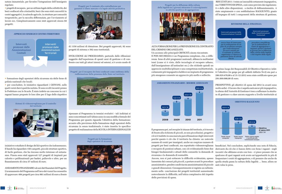 Complessivamente sono stati approvati sinora 60 progetti; Progetti per il contrasto alla contraffazione per garantire il libero mercato e la legale attività produttiva Progetti per la diffusione