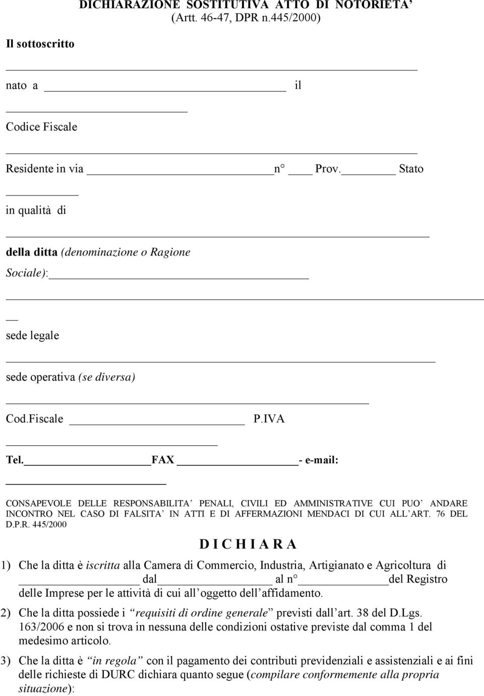 FAX - e-mail: CONSAPEVOLE DELLE RE