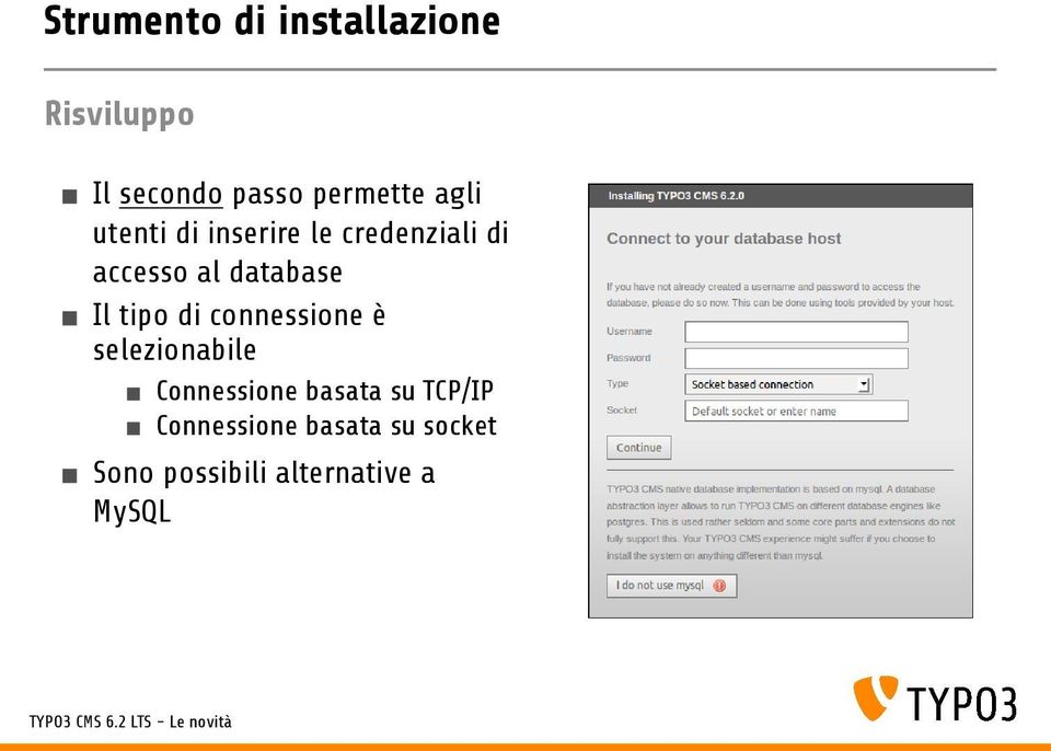 tipo di connessione è selezionabile Connessione basata su TCP/IP