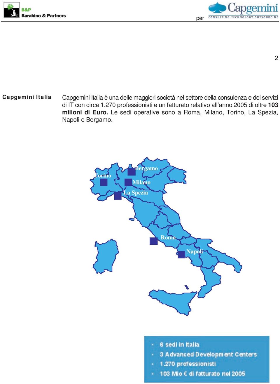 270 professionisti e un fatturato relativo all anno 2005 di oltre 103 milioni di