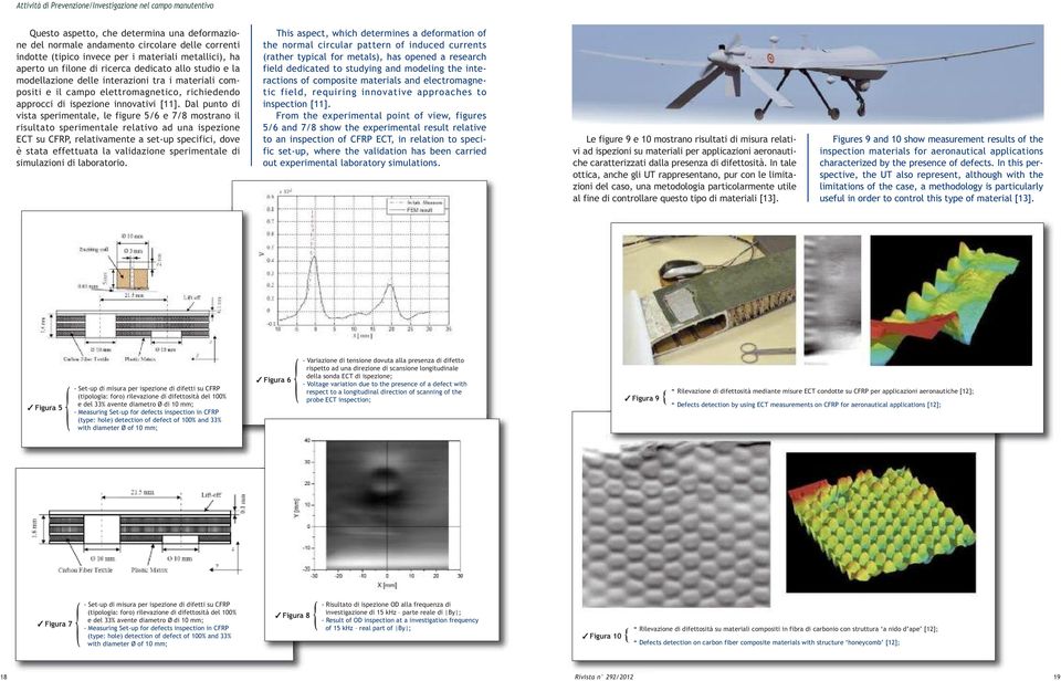 [11]. Dal punto di vista sperimentale, le figure 5/6 e 7/8 mostrano il risultato sperimentale relativo ad una ispezione ECT su CFRP, relativamente a set-up specifici, dove è stata effettuata la