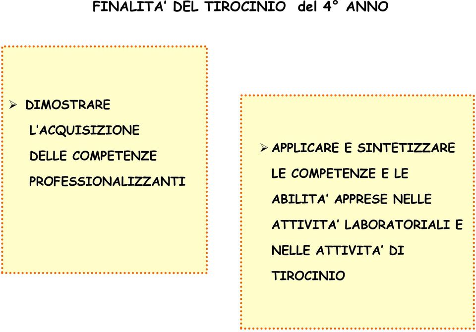 APPLICARE E SINTETIZZARE LE COMPETENZE E LE ABILITA