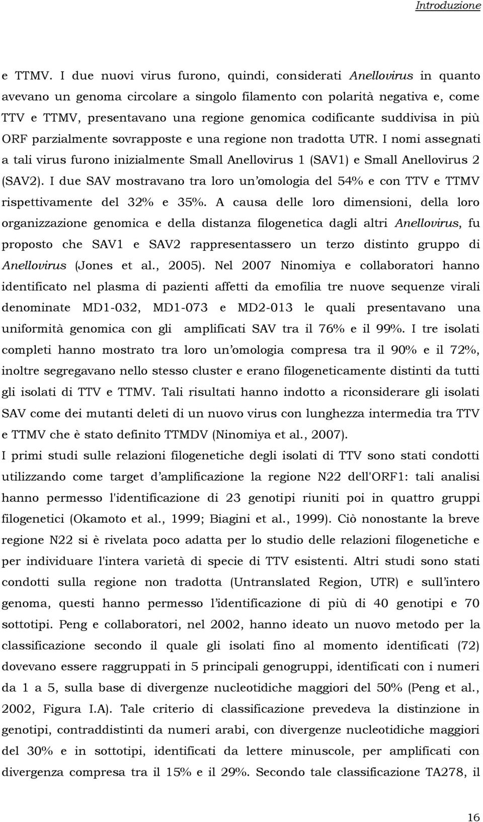 codificante suddivisa in più ORF parzialmente sovrapposte e una regione non tradotta UTR. I nomi assegnati a tali virus furono inizialmente Small Anellovirus 1 (SAV1) e Small Anellovirus 2 (SAV2).