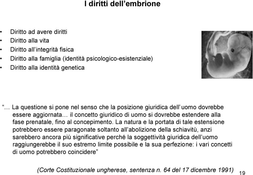 La natura e la portata di tale estensione potrebbero essere paragonate soltanto all abolizione della schiavitù, anzi sarebbero ancora più significative perché la soggettività giuridica