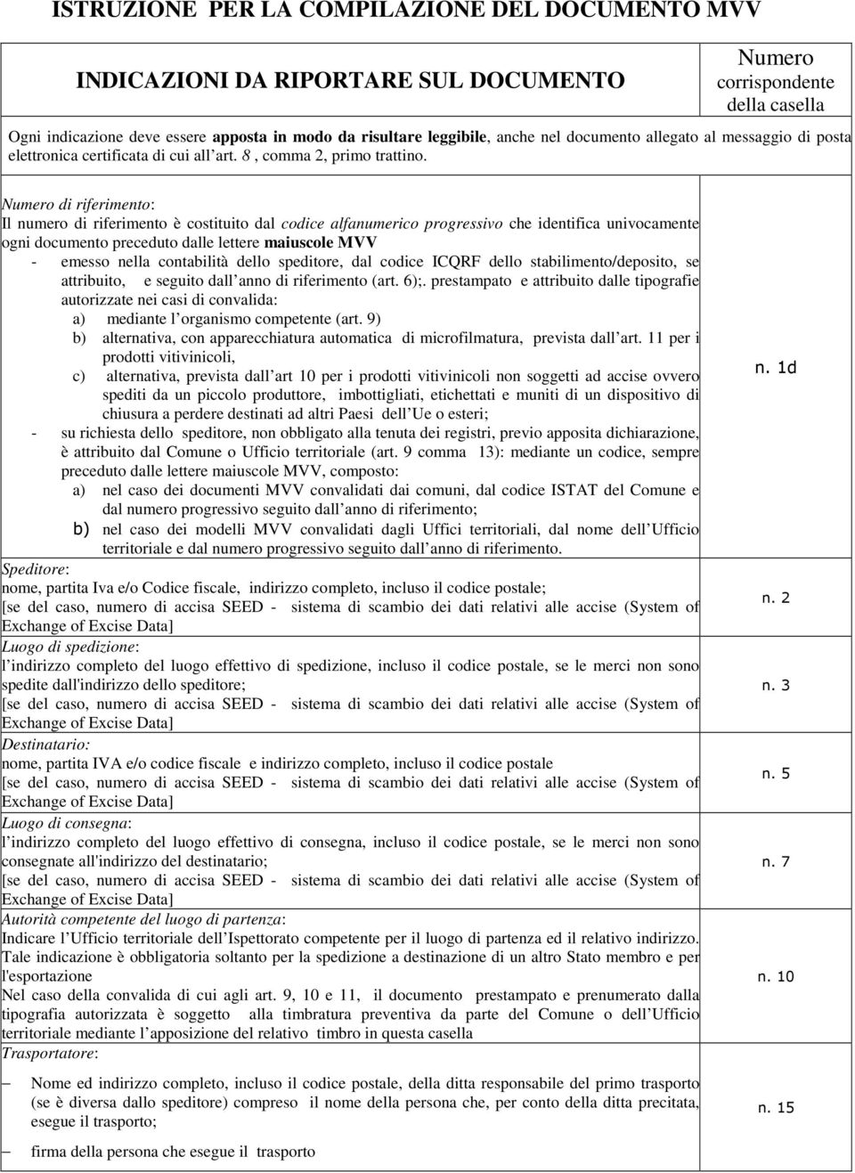 di riferimento: Il numero di riferimento è costituito dal codice alfanumerico progressivo che identifica univocamente ogni documento preceduto dalle lettere maiuscole MVV - emesso nella contabilità