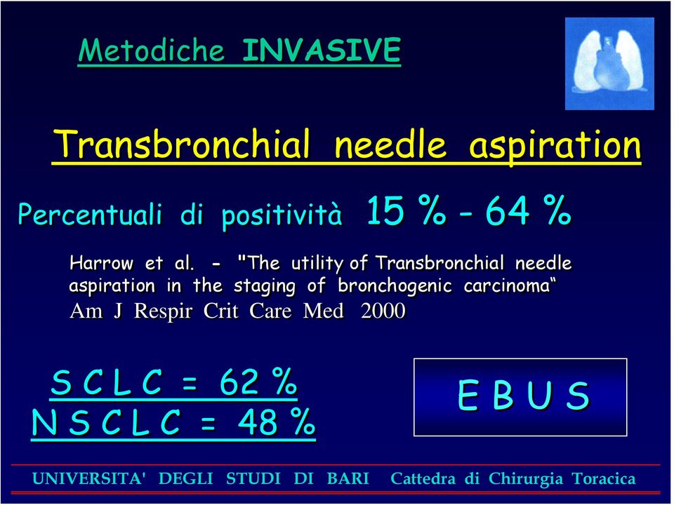 - "The utility of Transbronchial needle aspiration in the staging